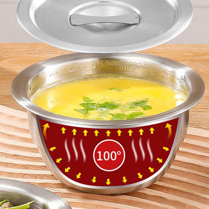 SteamServe 3‑Piece Stainless Steel Steaming Bowl Set with Lids