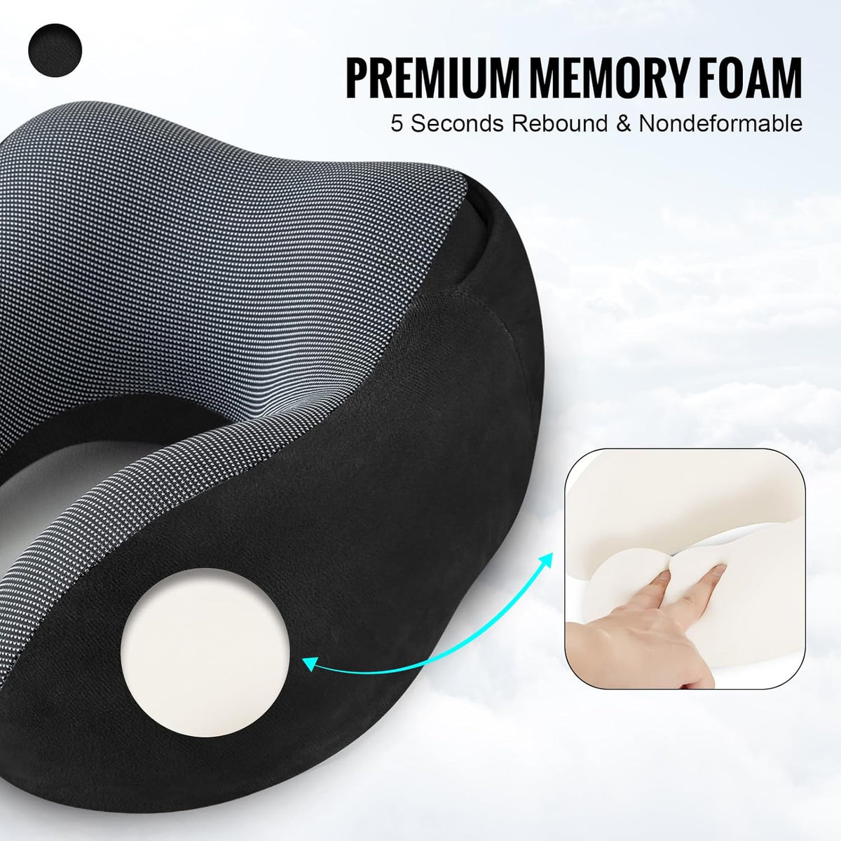 Velvet Memory Travel Neck Pillow with Hood&nbsp;