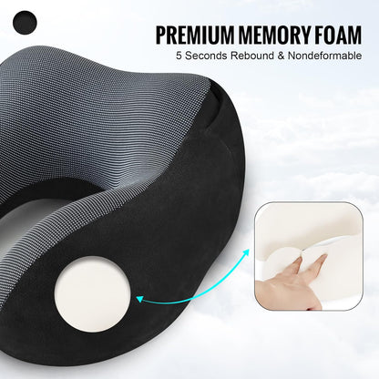 Velvet Memory Travel Neck Pillow with Hood&nbsp;