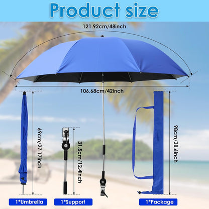 Beach Umbrella with 360° Adjustable Clamp