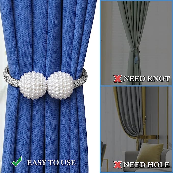 Magnetic Pearl Curtain Tie Back - 2 Pack