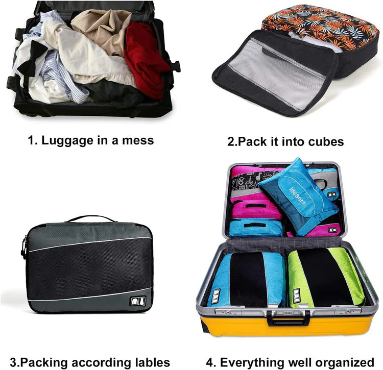 Packing Cubes Nylon Travel Organizer Bag Black