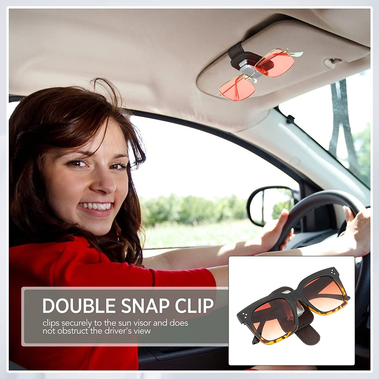 Car Visor Leather Sunglasses Holder Clip