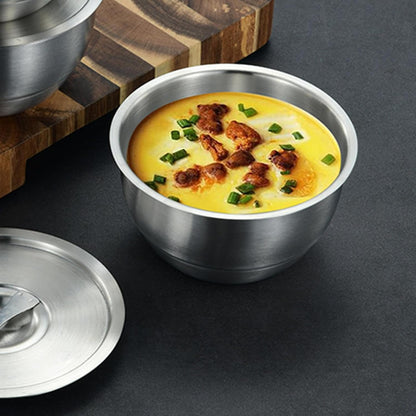 SteamServe 3‑Piece Stainless Steel Steaming Bowl Set with Lids