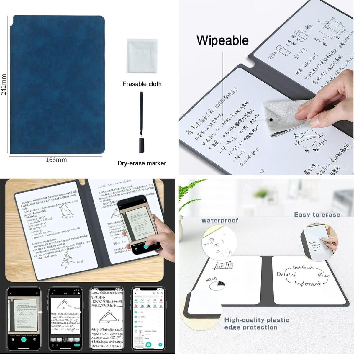 Reusable PU Leather Whiteboard Notebook