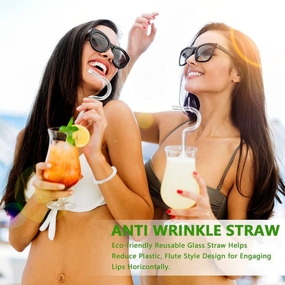 Reusable Anti Lip Wrinkle Drinking Straw Glass Straw