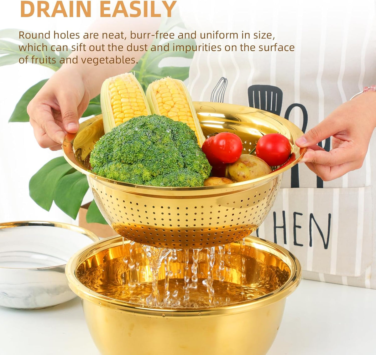 ChefMate 3‑in‑1 Stainless Steel Colander Se