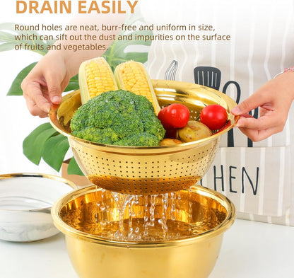 ChefMate 3‑in‑1 Stainless Steel Colander Se