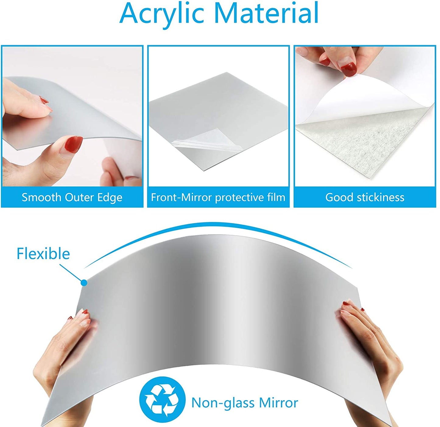 Self Adhesive Mirror Wall Sticker - Rectangular