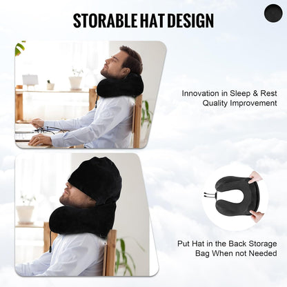 Velvet Memory Travel Neck Pillow with Hood&nbsp;