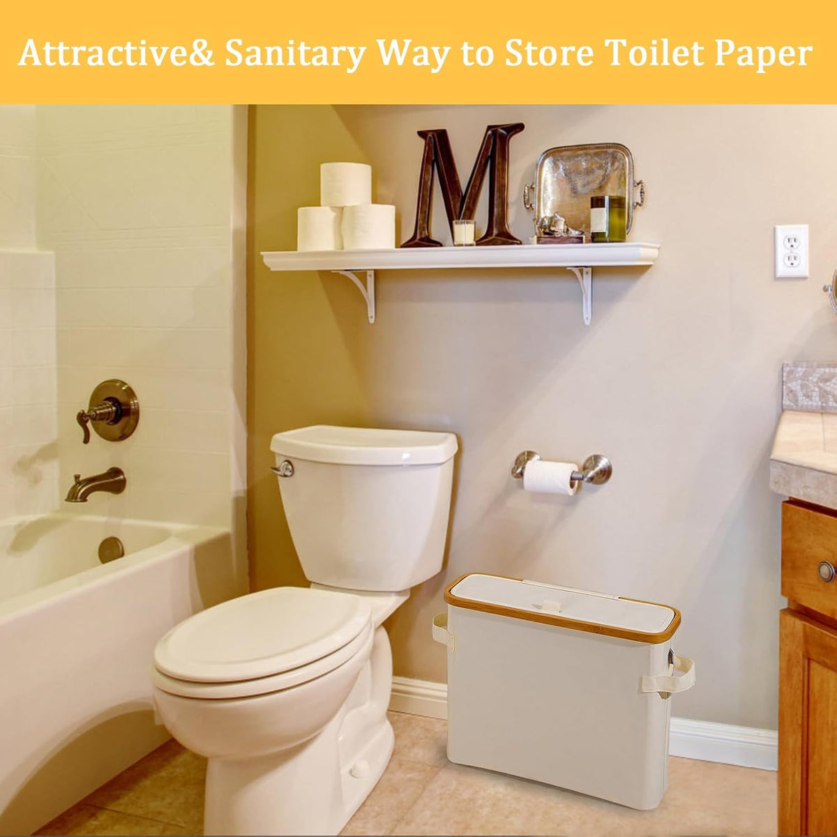 HideAway Bamboo Toilet Paper Storage Bin
