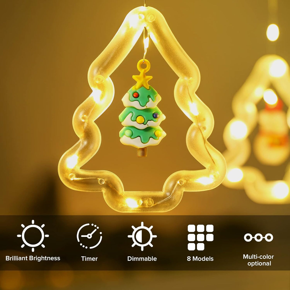 FestivaGlow Christmas Curtain String Lights – 3M, 120 LEDs, USB Powered, Remote Controlled