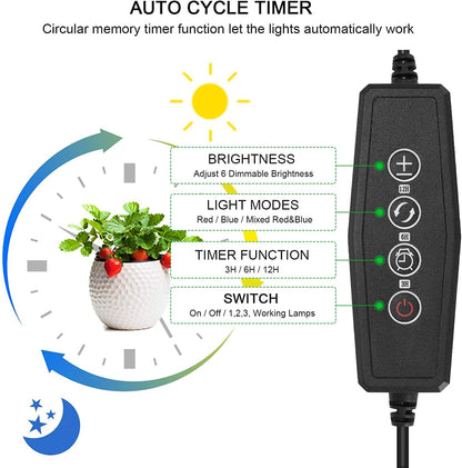 3-Head Grow Light for Indoor Plants