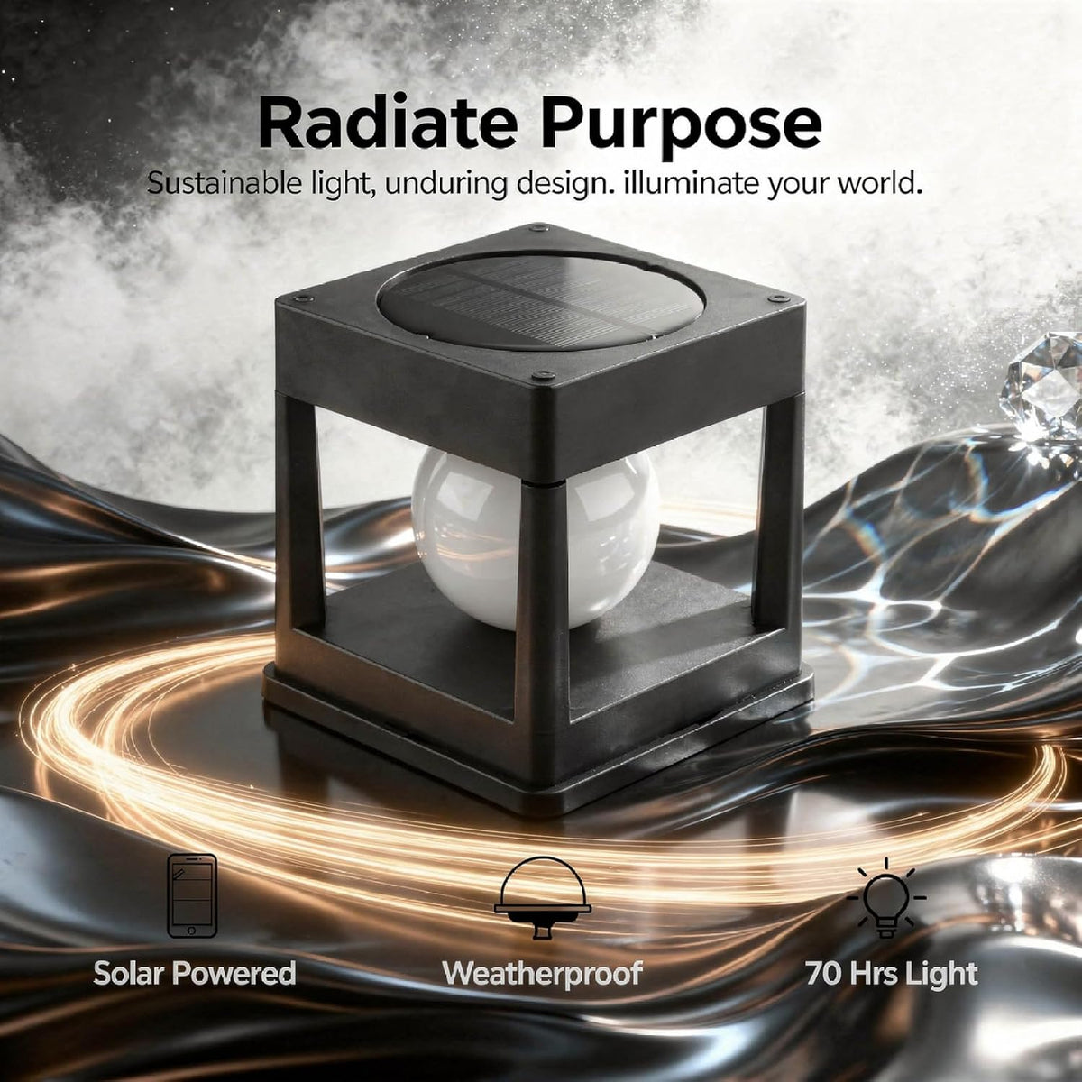 Solar LED Cube Light Post
