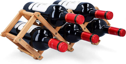 Criss-Cross Foldable Wooden Wine Rack Holder - 5 Bottle