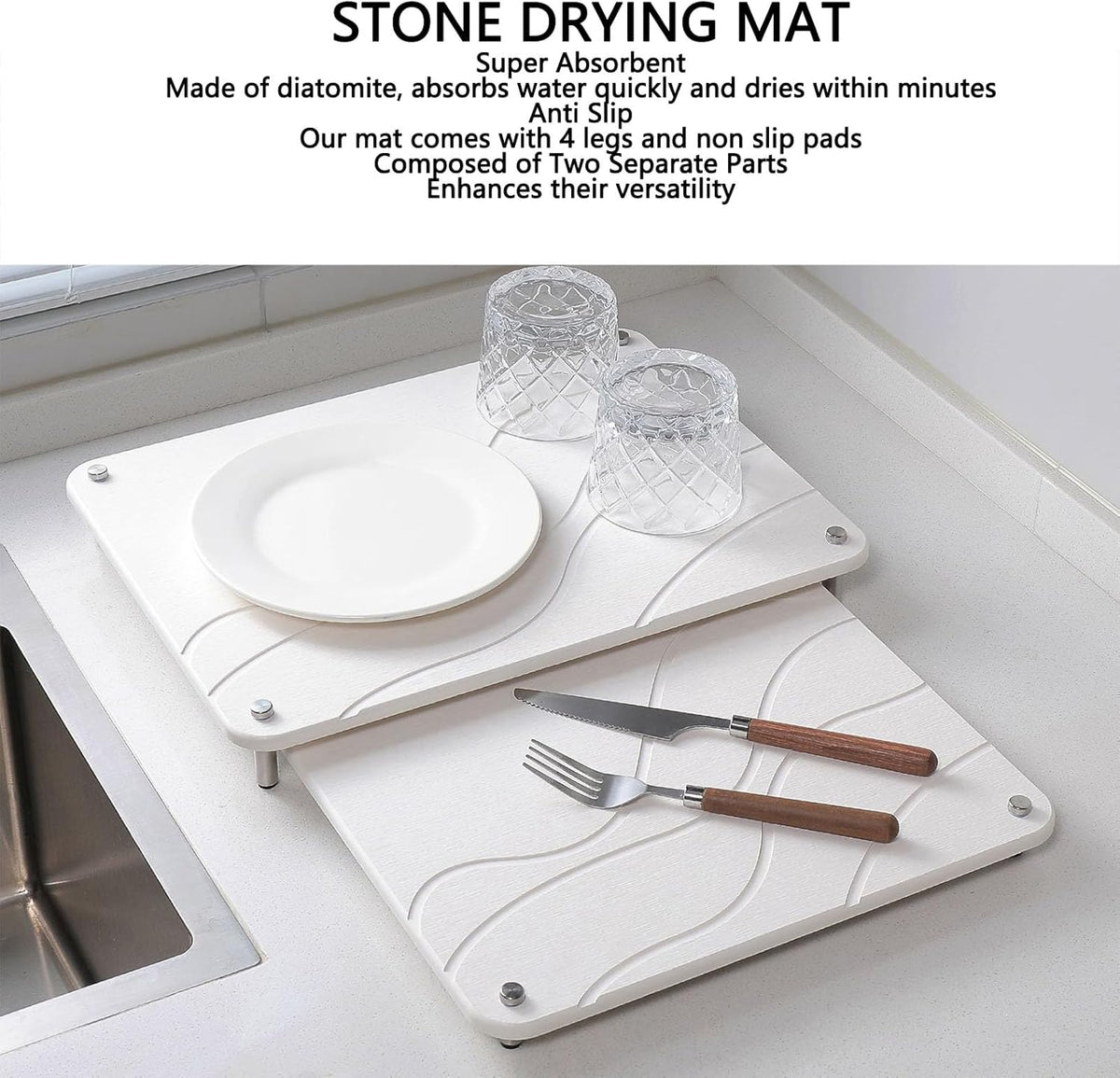 QuickDry Stone Dish Mat Set