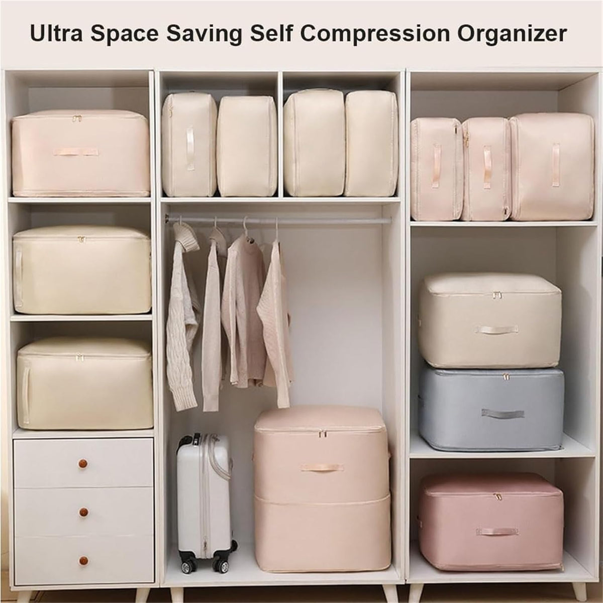 SatinDrill Quilt Compression Storage Bag – 189L Capacity, Dual Zippers, Premium Nylon