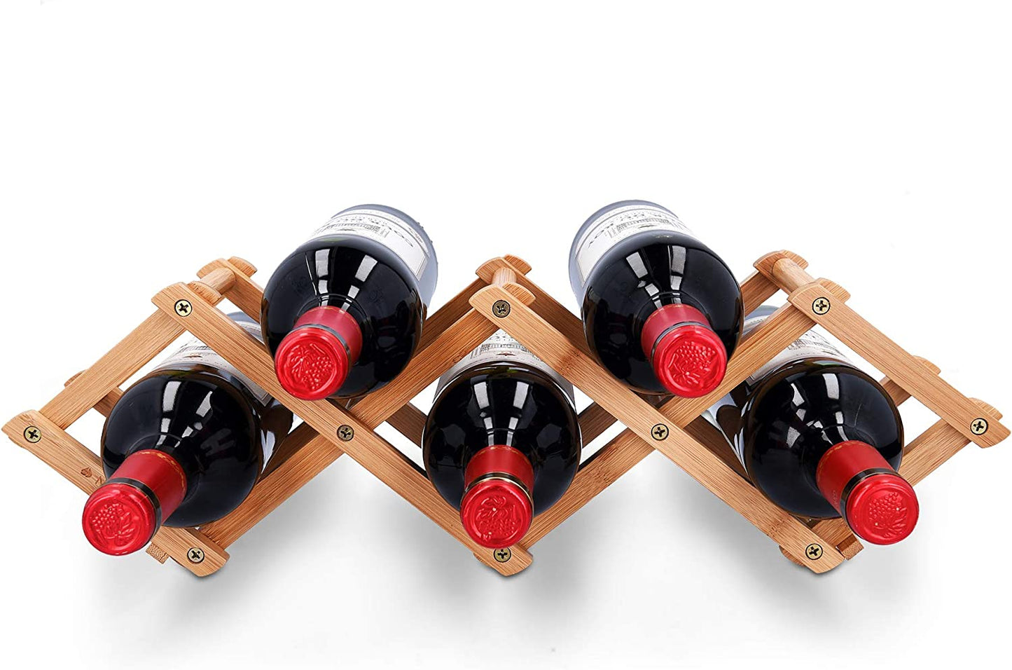 Criss-Cross Foldable Wooden Wine Rack Holder - 5 Bottle