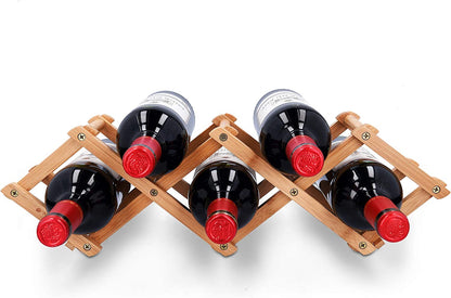 Criss-Cross Foldable Wooden Wine Rack Holder - 5 Bottle