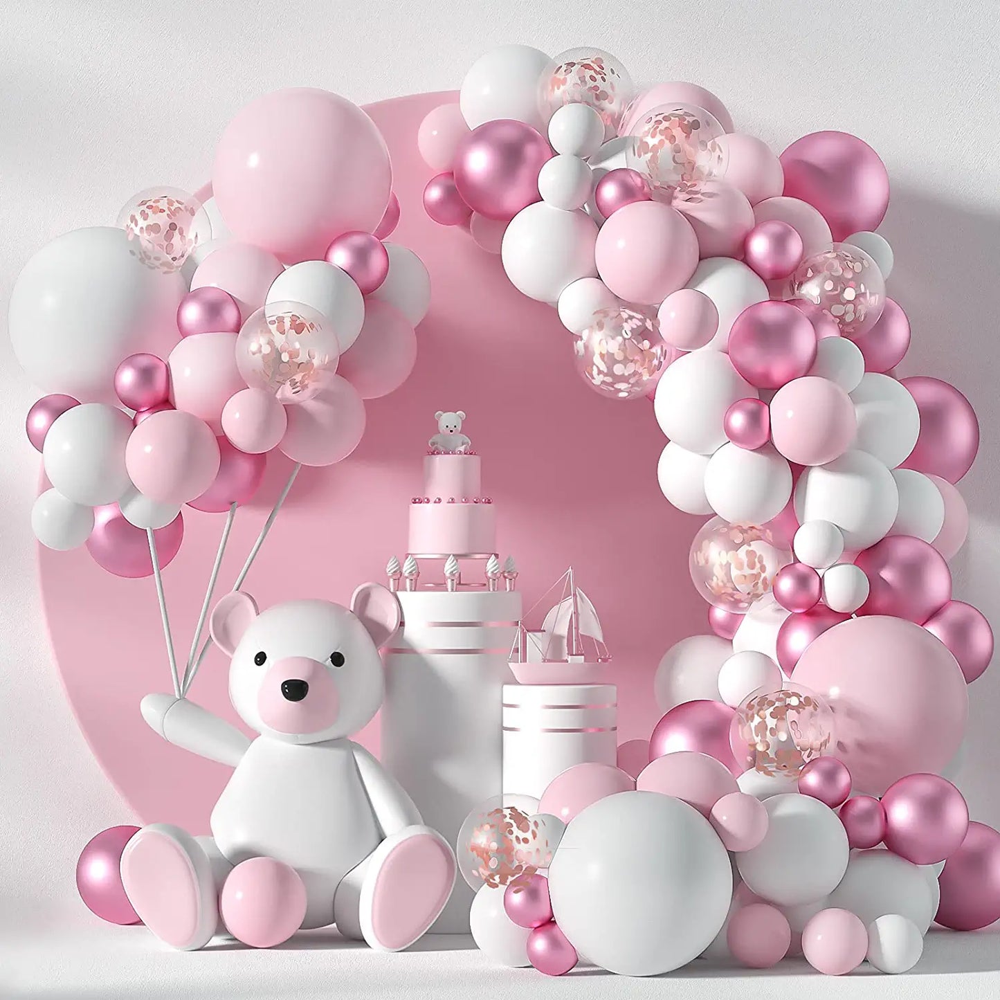 Pastel Pink Balloons Arch Garland Kit 100 Balloons