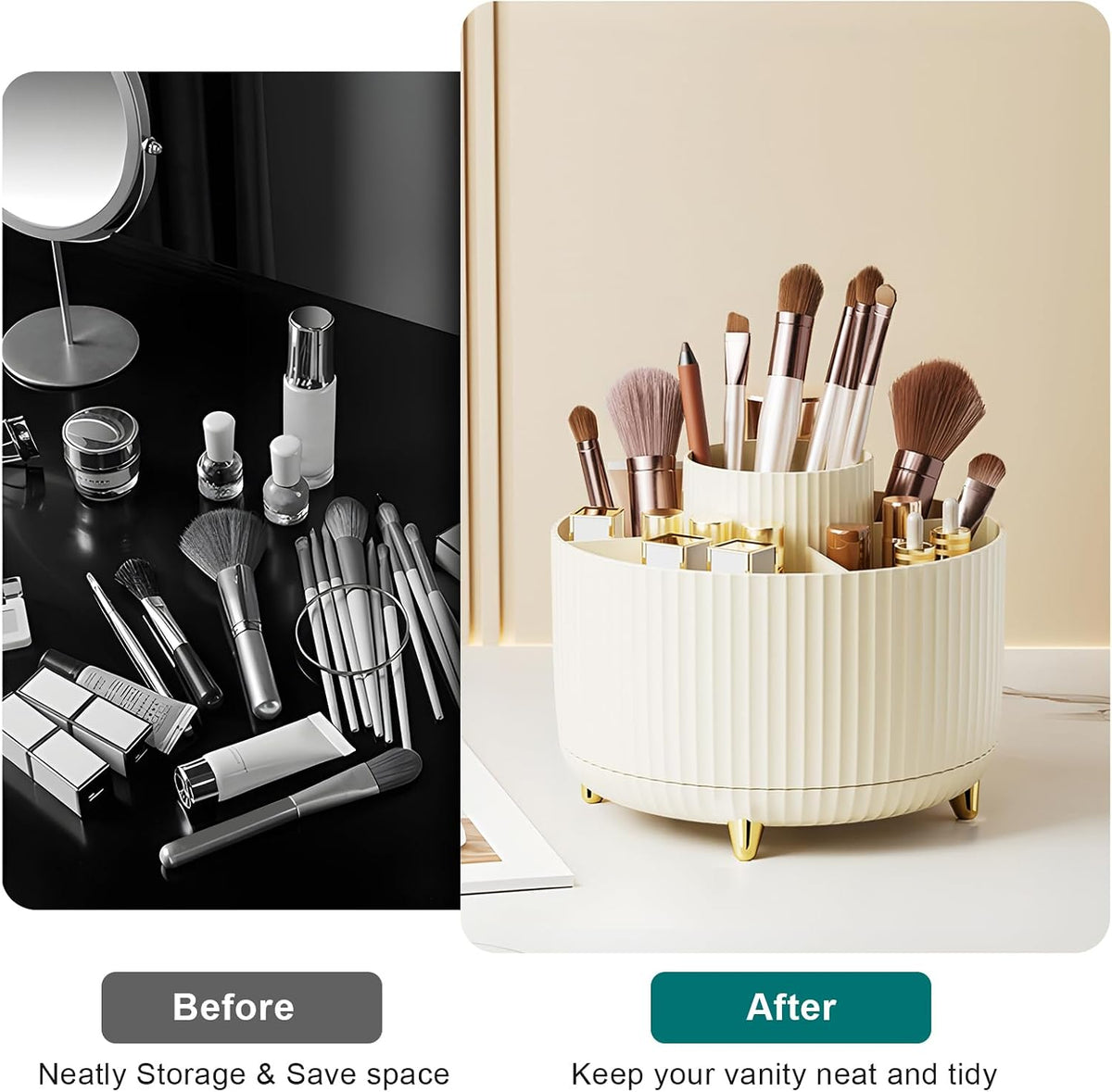 Rotating Makeup Brush Holder Organizer