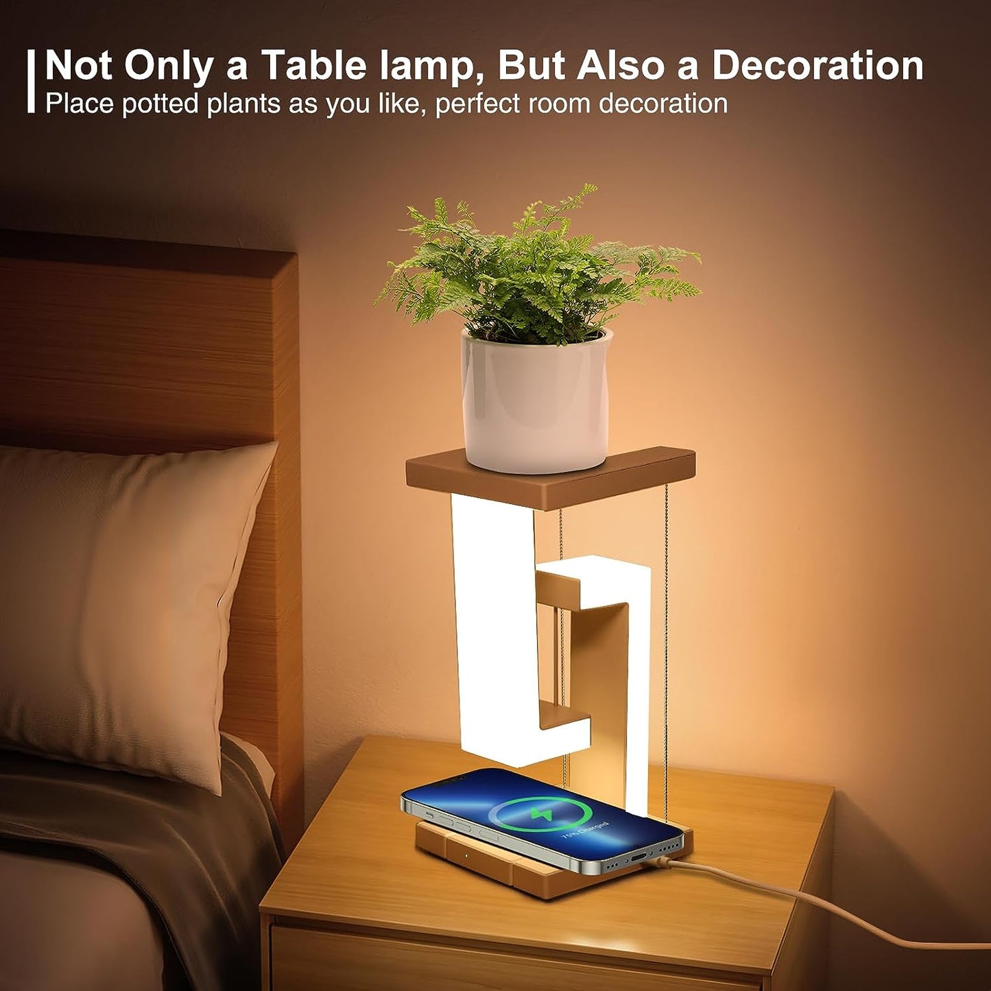 USB Dimmable Night Light with Wireless Charging