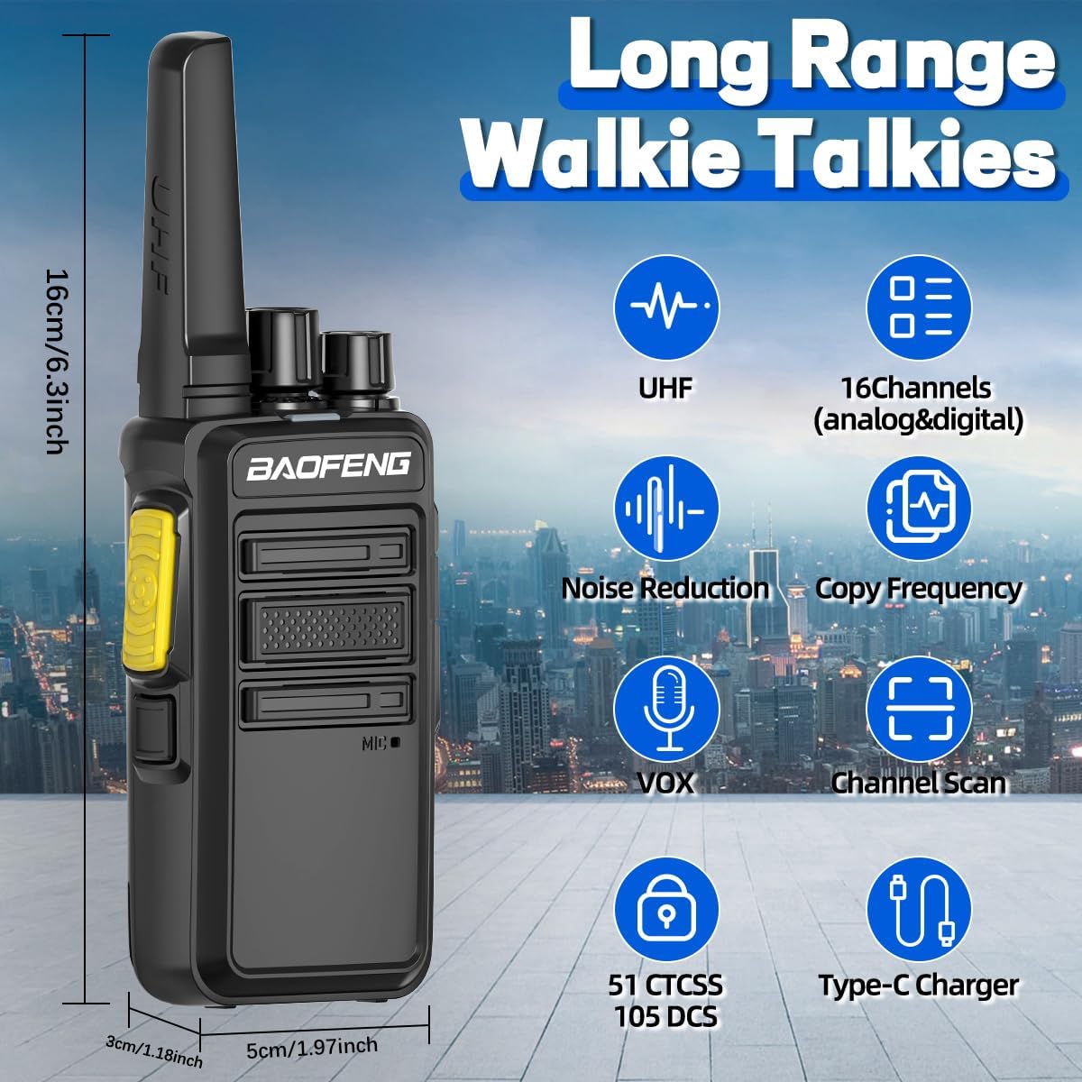 Digital & Analog UHF Two‑Way Radio – Secure Communication Device