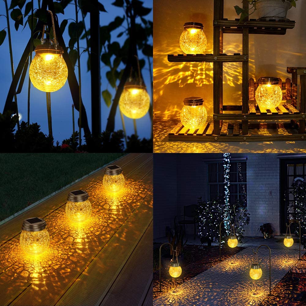 Vintage Style Glass Hanging Warm White LED Lanterns