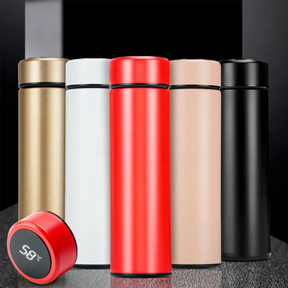 Stainless Steel Smart LED Digital Thermal Bottle - Red