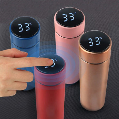 Stainless Steel Smart LED Digital Thermal Bottle - Red