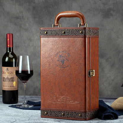 2 Bottle Luxury Wine Box Gift Set - Brown