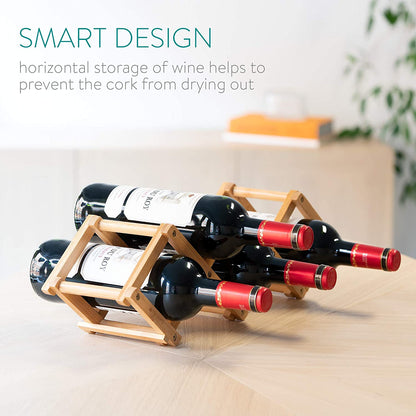 Criss-Cross Foldable Wooden Wine Rack Holder - 5 Bottle