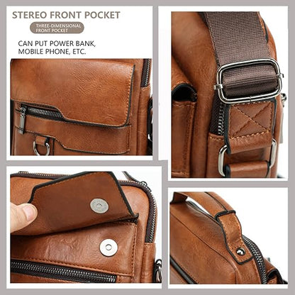 Casual Carrier Men’s Crossbody Faux Leather Shoulder Bag