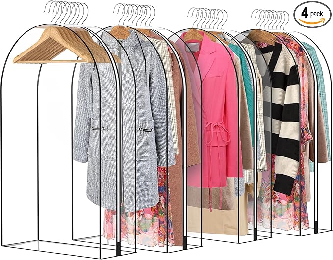 Clear Gusseted Garment Bags for Hanging Clothes