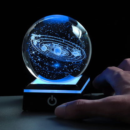 8cm 3D Crystal Ball with Colour Changing Light Up Base