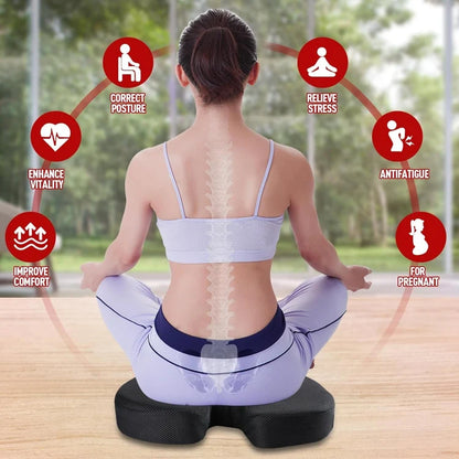 Ergonomic Memory Foam Seat Cushion Lumbar Support Pillow Combo