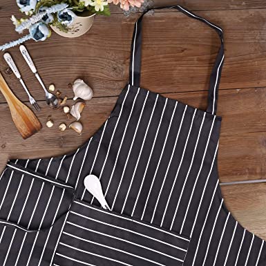 Stripe Kitchen Apron with Pocket