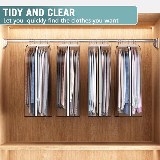 Clear Gusseted Garment Bags for Hanging Clothes