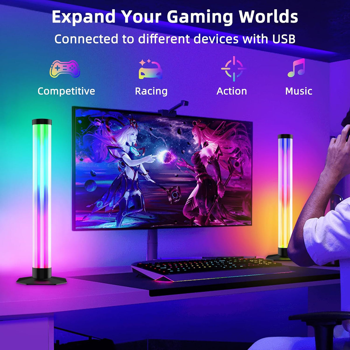 LED Light Bars – 360° Smart RGB Background Lighting