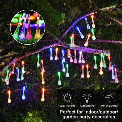 8M Teardrop Solar Powered Multi Colour String Lights