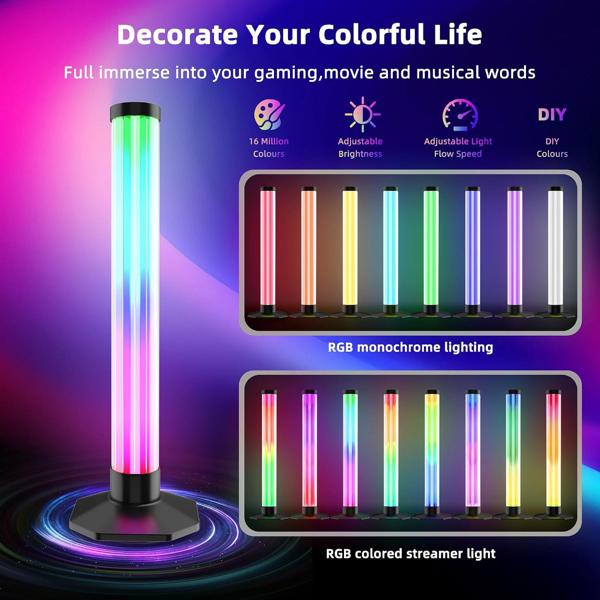 LED Light Bars – 360° Smart RGB Background Lighting