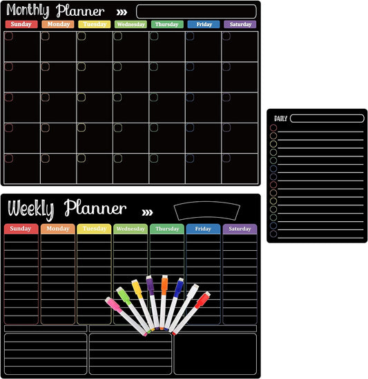 Magnetic Monthly, Weekly and Daily Planner Board Set With Markers