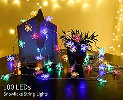 10M Snowflake String Lights 100 LED Multicolour