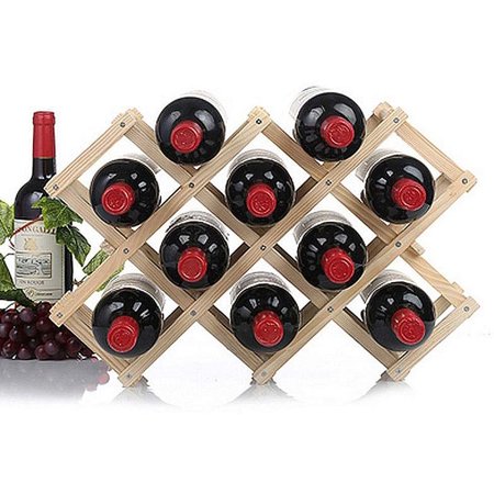 Criss-Cross Foldable Wooden Wine Rack Holder - 10 Bottle