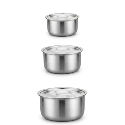 SteamServe 3‑Piece Stainless Steel Steaming Bowl Set with Lids