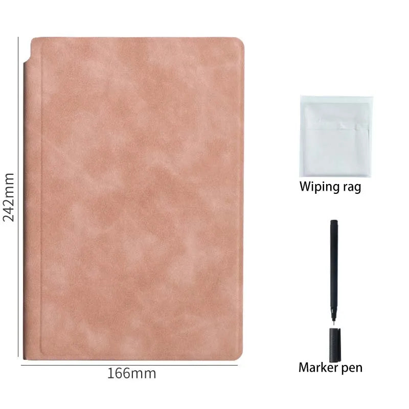 Reusable PU Leather Whiteboard Notebook