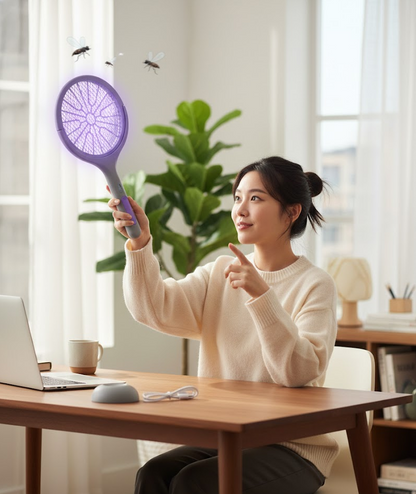 Rechargeable Electric Mosquito Swatter with Extendable Handle