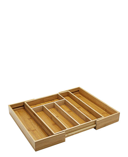 Extendable Bamboo Cutlery Tray - 5 -7 Compartments
