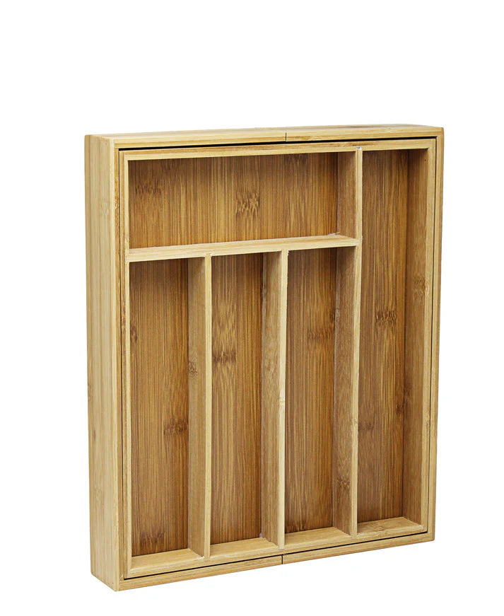 Extendable Bamboo Cutlery Tray - 5 -7 Compartments