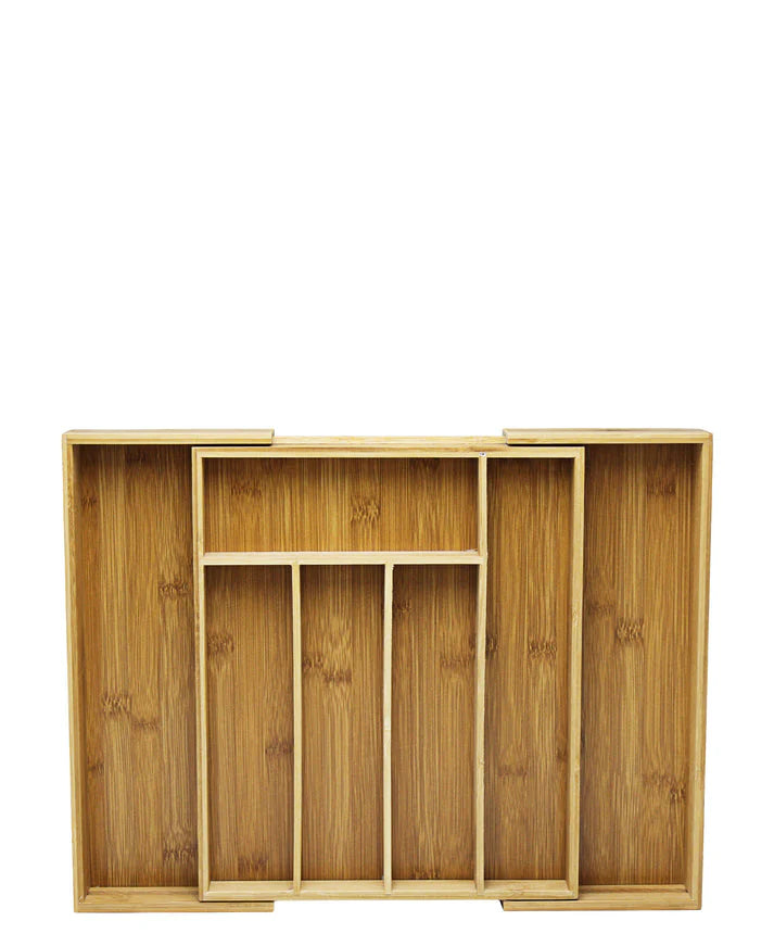 Extendable Bamboo Cutlery Tray - 5 -7 Compartments